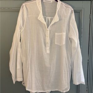 The Porter Collective White cotton gauzy tunic style shirt